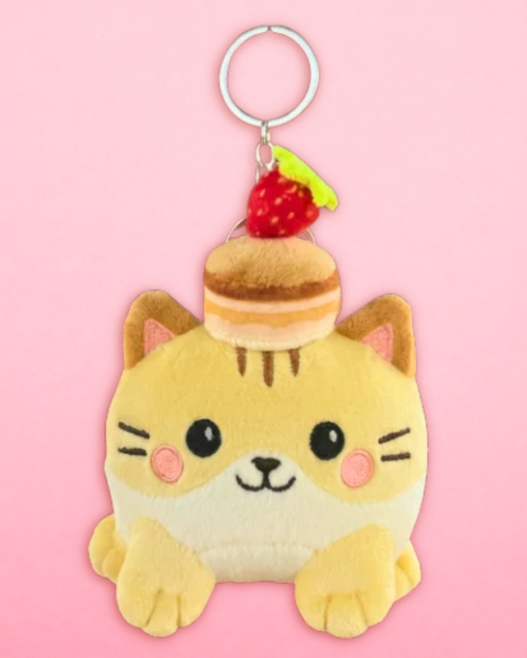Shorti the Cat - Strawberry Shortcake Top Plushie Keychain (4")