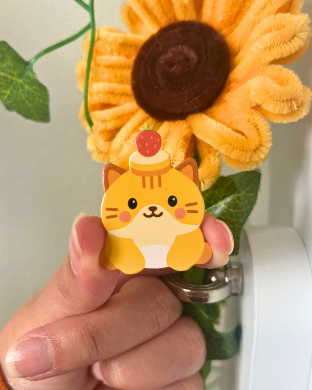 Shorti the Strawberry Shortcake Cat - Soft Dyed Enamel Pin (1.5")