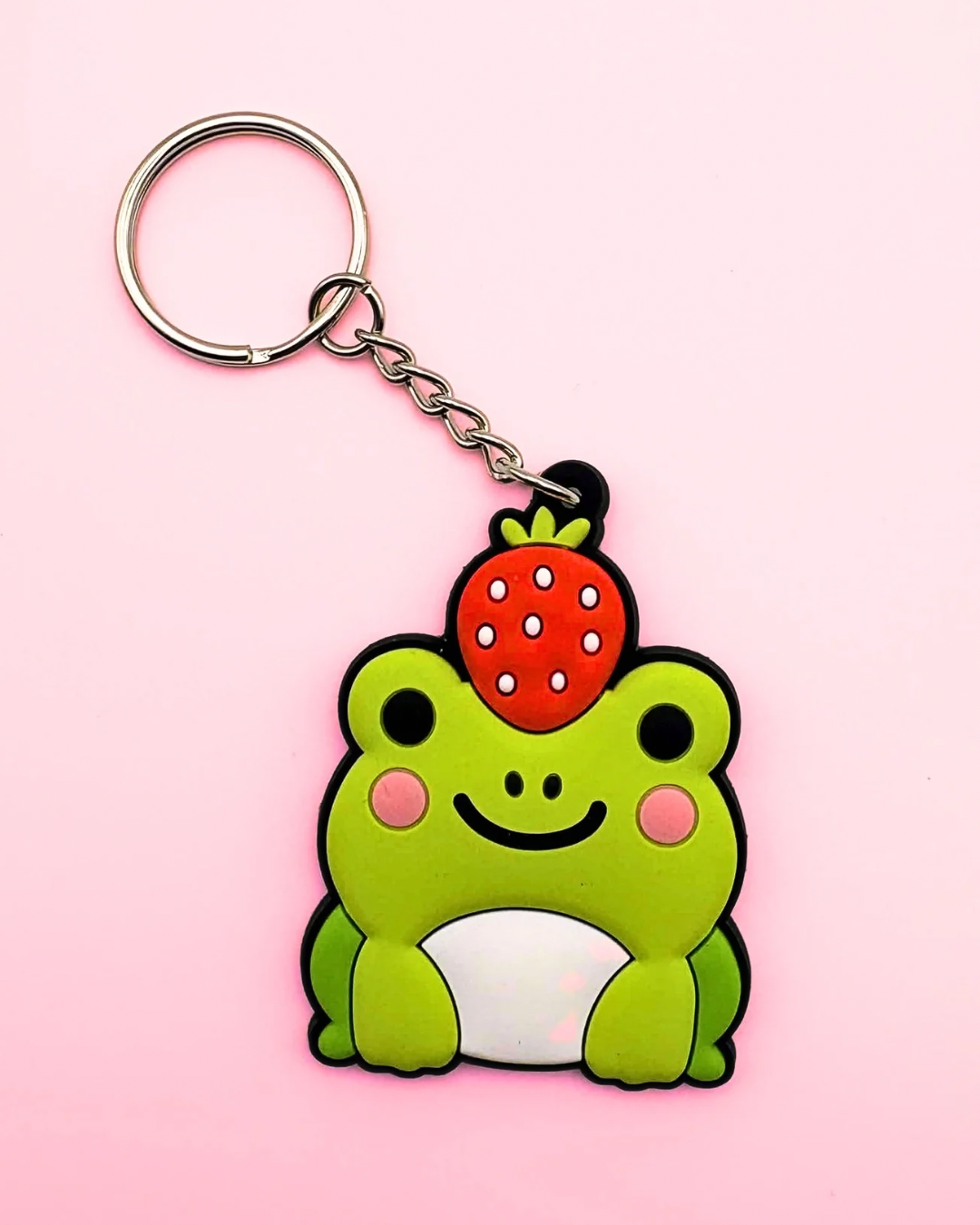 Ichigo the Frog Keychain - Strawberry Frog PVC Charm (2”)