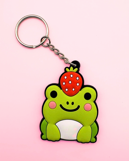 Ichigo the Frog Keychain - Strawberry Frog PVC Charm (2”)