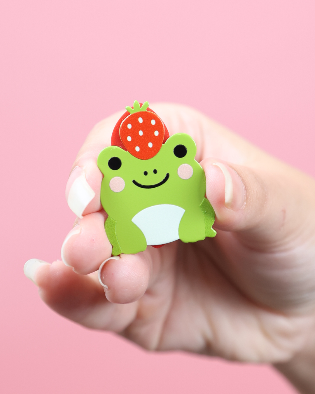 Ichigo the Strawberry Frog - Soft Dyed Enamel Pin (1.5")