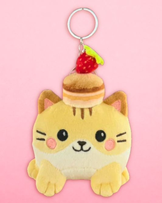 Shorti the Cat - Strawberry Shortcake Top Plushie Keychain (4")