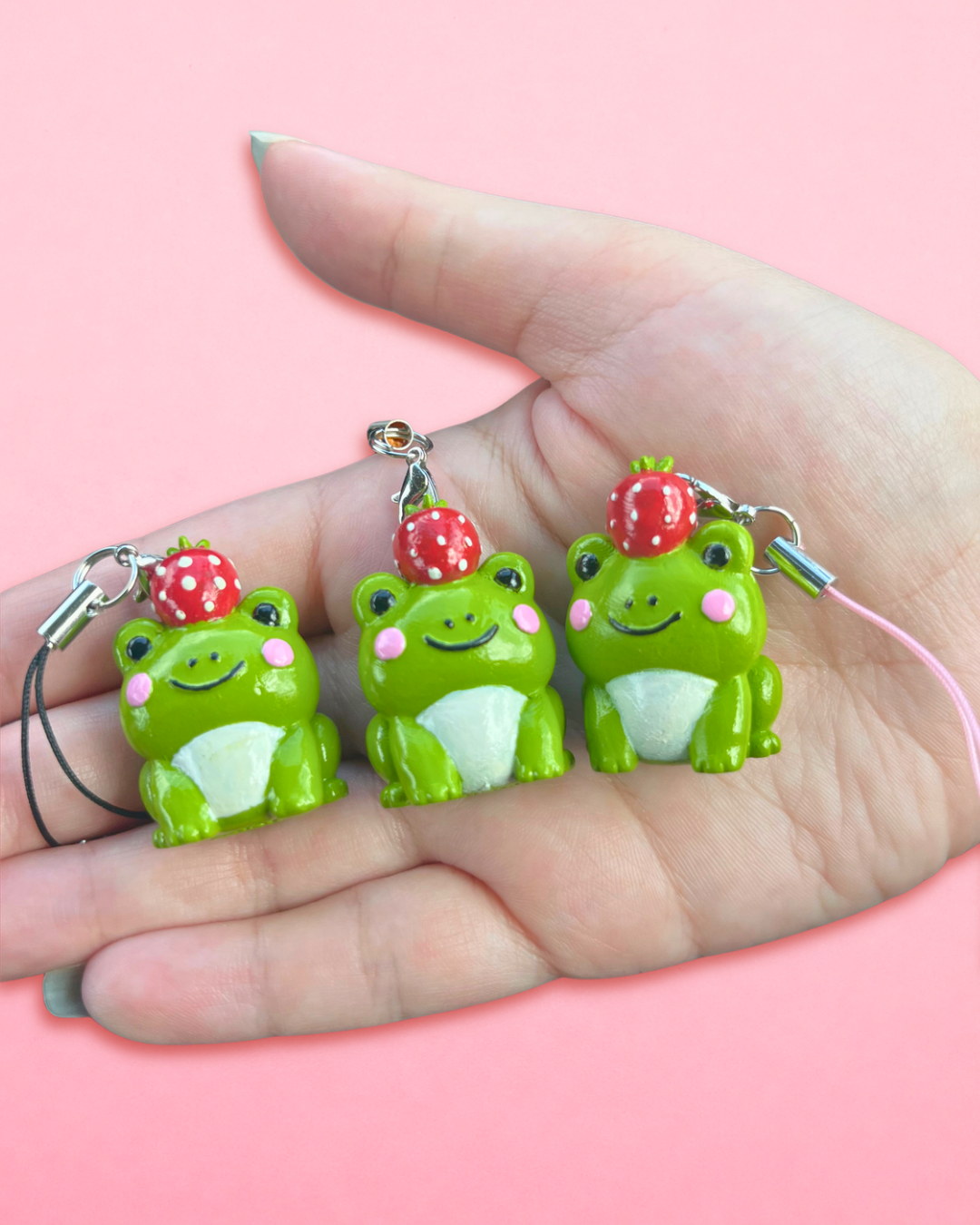 Ichigo the Strawberry Frog - Hand-Painted Phone Charm