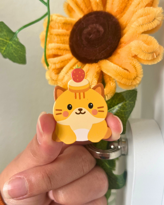 Shorti the Strawberry Shortcake Cat - Soft Dyed Enamel Pin (1.5")